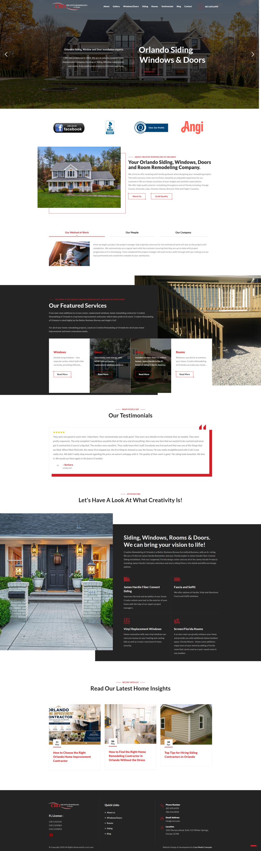 Creative Remodeling of Orlando website by Devjour Technologies