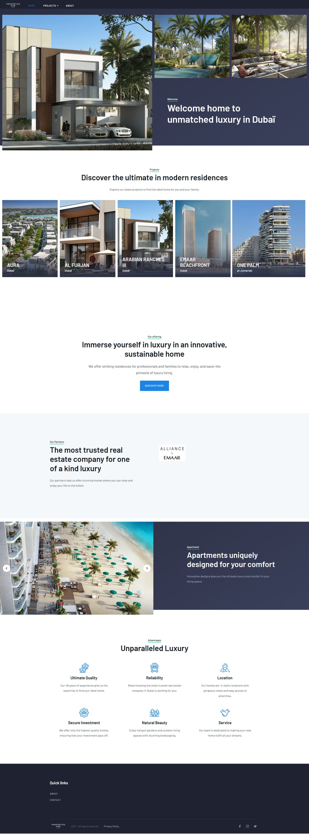 Properties Hub Dubai website by Devjour Technologies