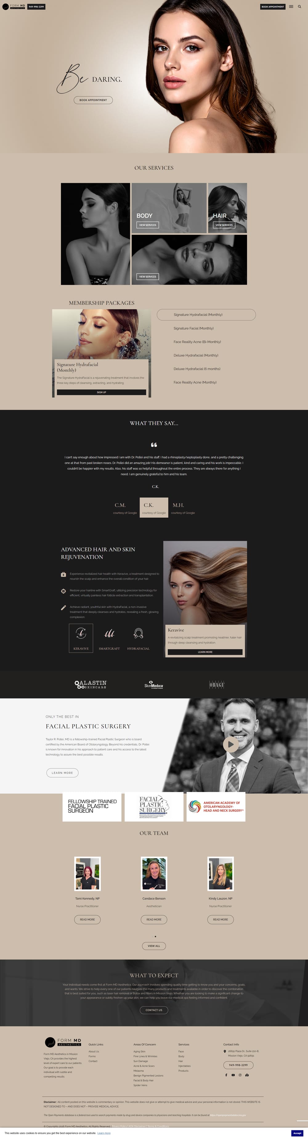 Form MD Aesthetics website by Devjour Technologies