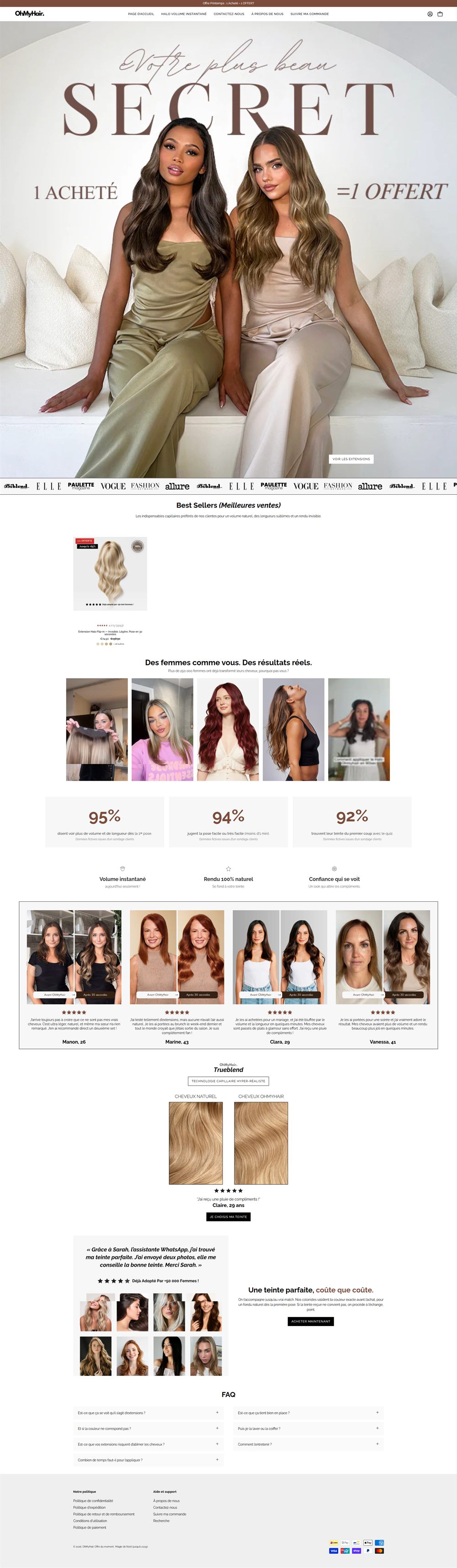OhMyHair website by Devjour Technologies