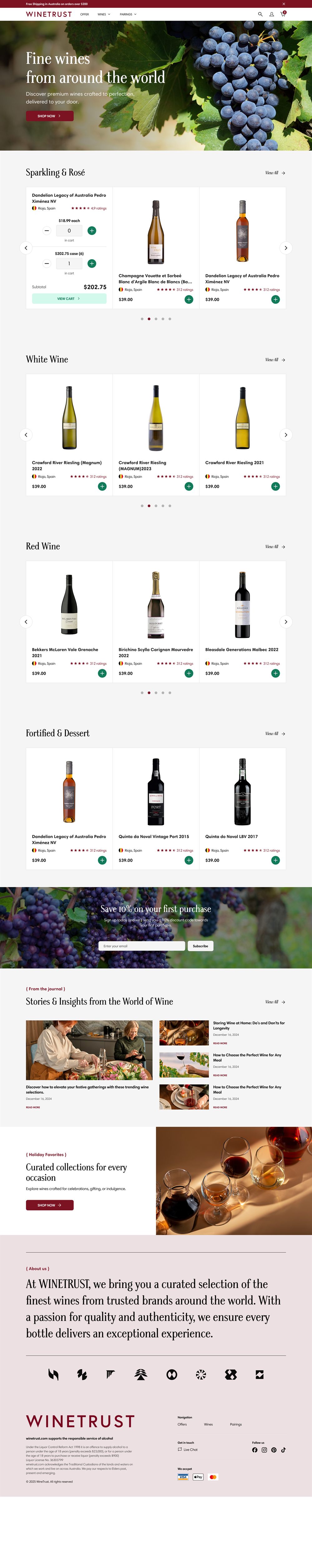 Winetrust website by Devjour Technologies